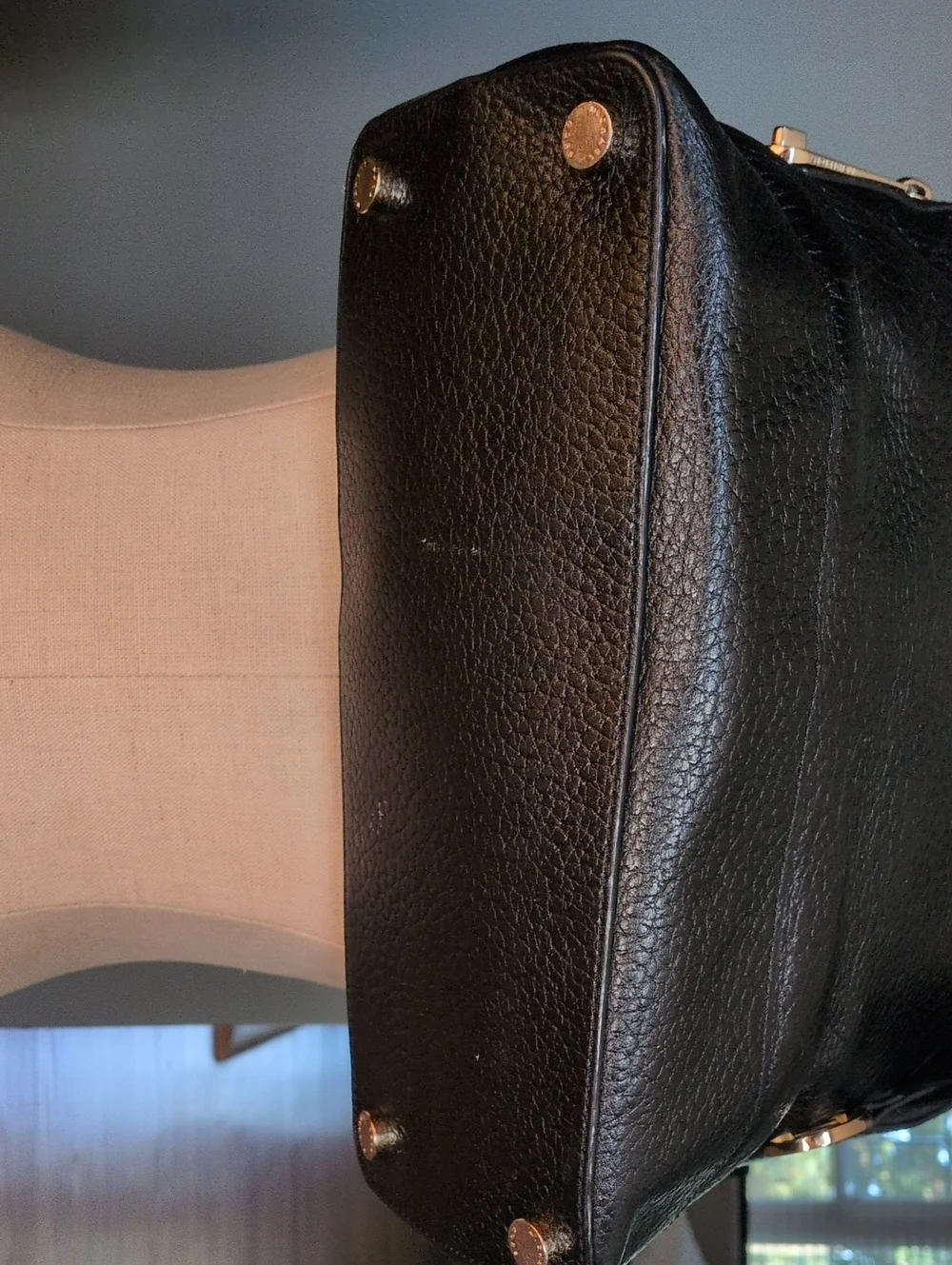 Michael Kors Smthe Dome Black Leather Satchel